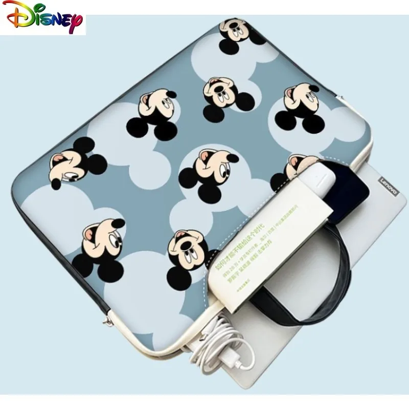 

Чехол для ноутбука Disney с Микки, женский высококачественный утолщенный водонепроницаемый портативный портфель двойного назначения из искусственной кожи для хранения