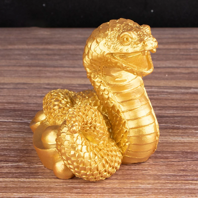 2025 Year Of The Snake Figurine Simulation Snakes Ornaments Animal Resin Statue Chinese Style Tabletop Lucky