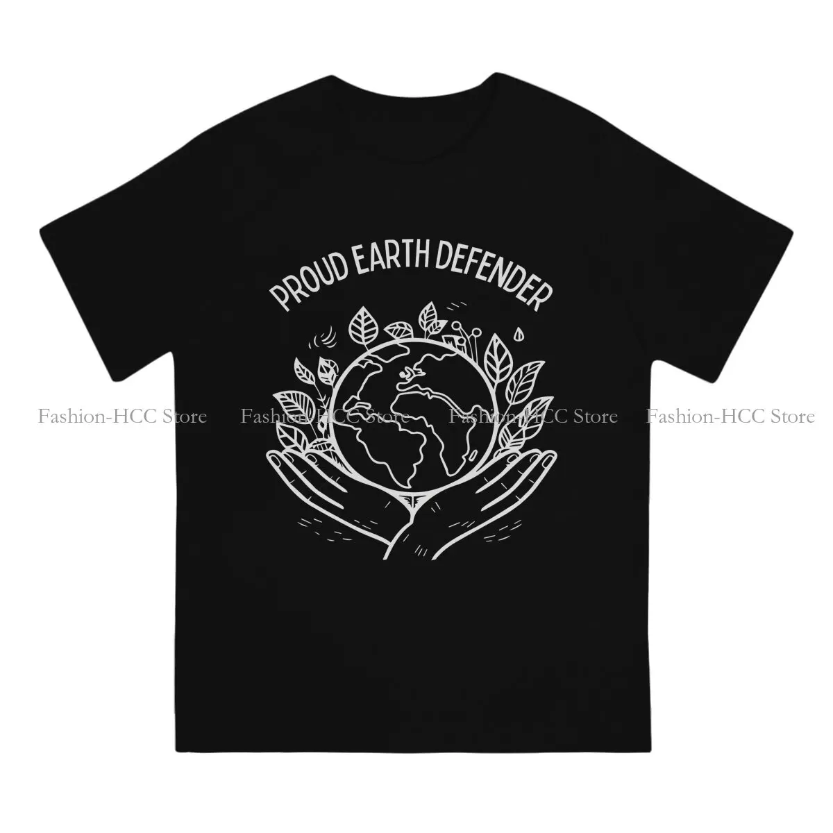 Earth Defender With Hands Carrying The World Globe With Leaves Hip Hop TShirt Environmental Protection Technology T Shirt