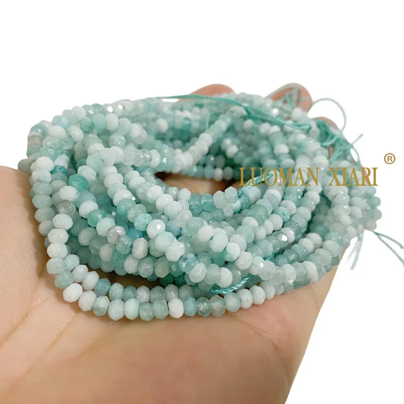 3x4mm Abacus Faceted Lake Blue Angelite Loose Natural Stone Beads for Jewelry Making Diy Bracelet Earrings Accessories 15''