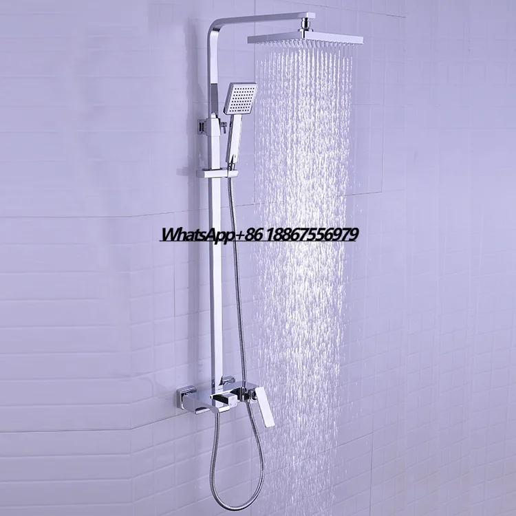

New Product Cheap Hot and Cold Water Ceiling Bathroom Shower Faucet Shower Systems Wall-Mounted Chrome Column Set Mixer Faucet