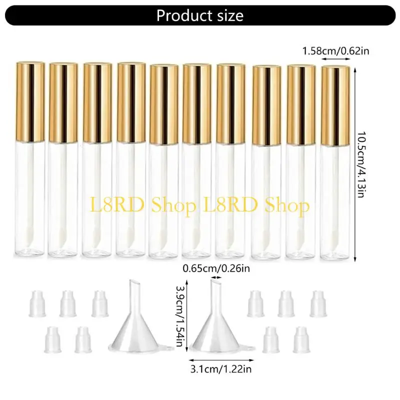 L8rd السفر أنبوب الماسكارا الفارغ مع عصا الرموش ، زجاجة حاويات رمش 10 مل مع قمع صغير وسدادات تسرب