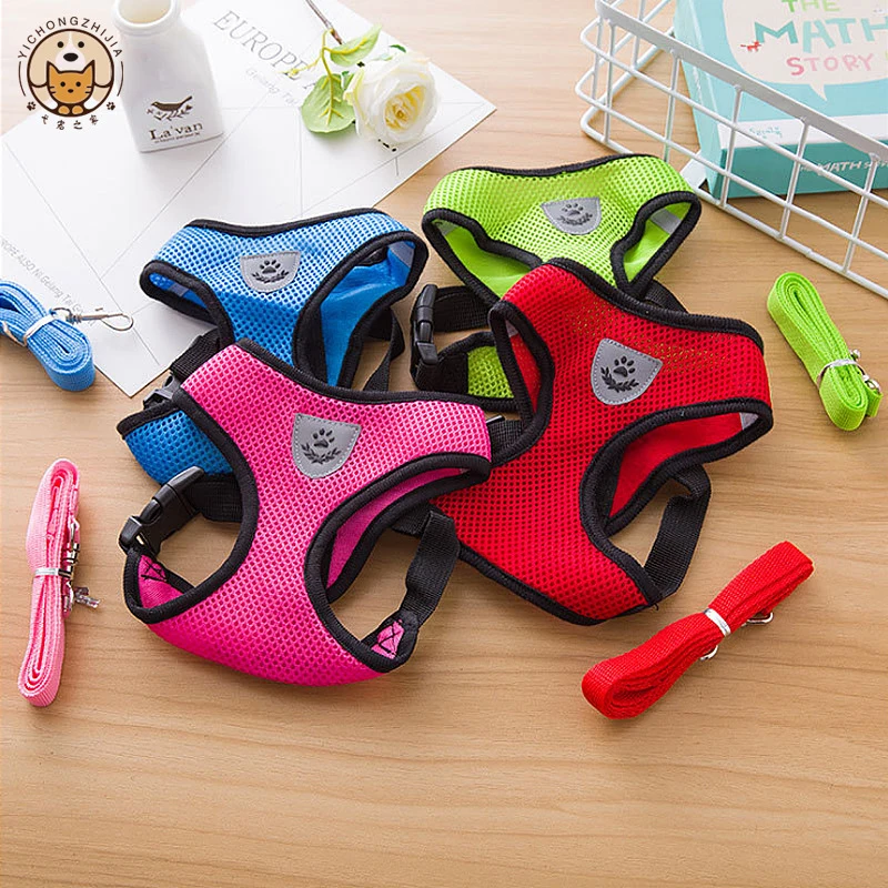 New Cat Harness Vest Walking Leash For Puppy dog Collar Polyester Adjustable Mesh Dog Harness For Small Medium Pet Accessories
