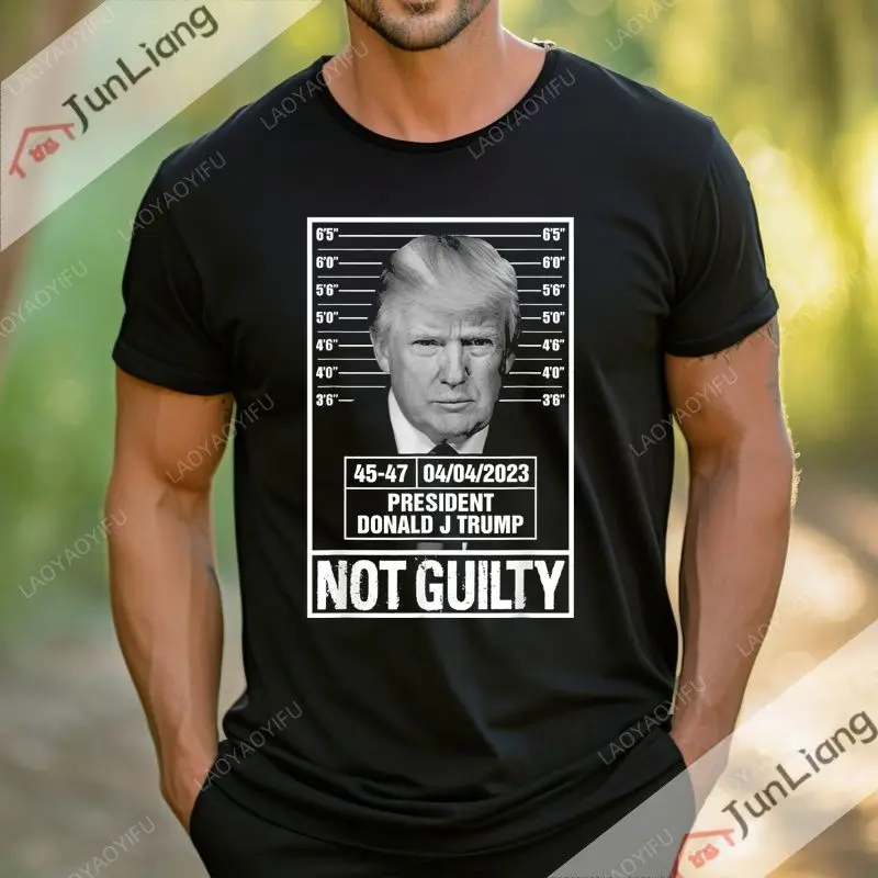 Funny Donald Trump prison photo Idiot Modell Print T-shirt Oversized short sleeve o neck loose Breathable creative humor top