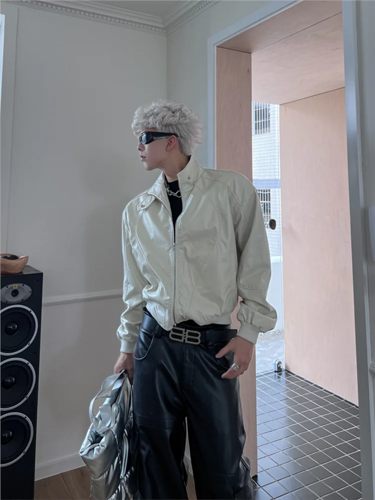 

Мужская куртка в стиле ретро-американский байкерский стиль, с наплечниками, воротником-стойкой, средней длины, из полиэстера, свободного кроя, верхняя одежда