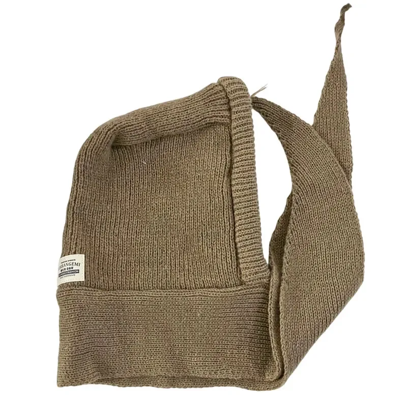 

Korean Winter Warm Balaclava Bonnet Knitted Hat Thickened One-Piece Scarf Cap Hooded Hat Neck Protection Scarf Thermal Shawl