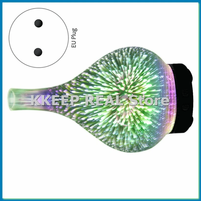 

3D-увлажнитель воздуха с эффектом фейерверка и USB-подключением, 7-цветная LED-подсветка, аромадиффузор, генератор прохладного тумана, черный, вилка EU - A32R