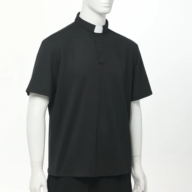 Herren Geistliche Tab Kragen Polos hirt Kurzarm Pastor Minister Prediger Shirt