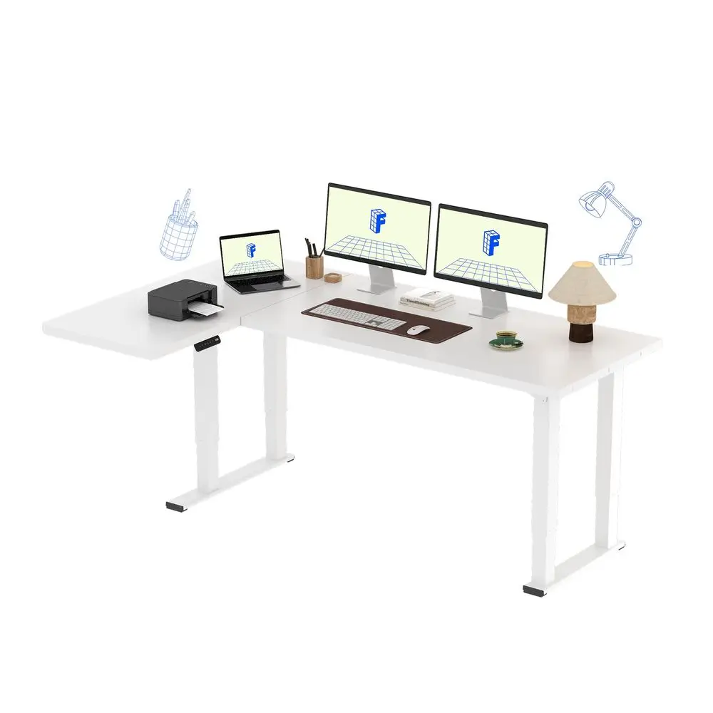 

4Leg LShaped Standing Desk, 71 x 43 Inches Electric Height Adjustable Desk with Memory Controller, 220lb Load Capacity, Reversi
