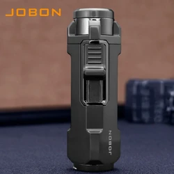 2024 JOBON New Metal Windproof 3 Blue Flame Butane Gas Cigar Lighter Retro Multifunctional Outdoor Turbo Jet Lighter Men's Gift