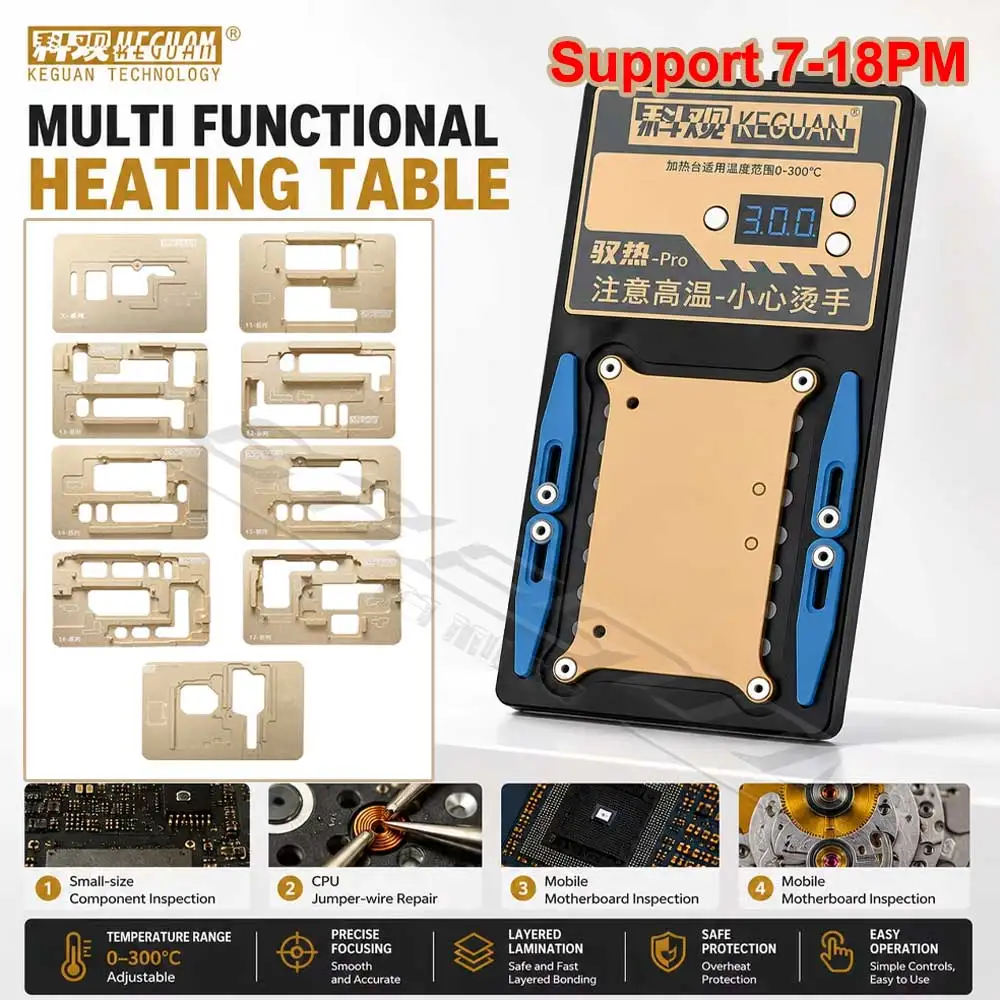 KEGUAN Multi Functional Motherboard Layered Heating Table for IP 7-18PM Repair Motherboard PCB Layered Heating Repair Tool