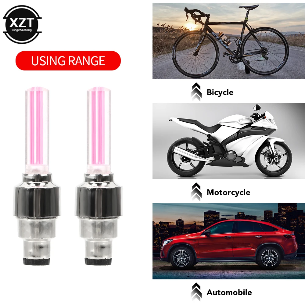 1PCS Car Welcome Light Hub Light Wheel Light Motorcycle Bicycle Light Tire Valve Trim Valve Cover Flash Spokes LED Neon Light