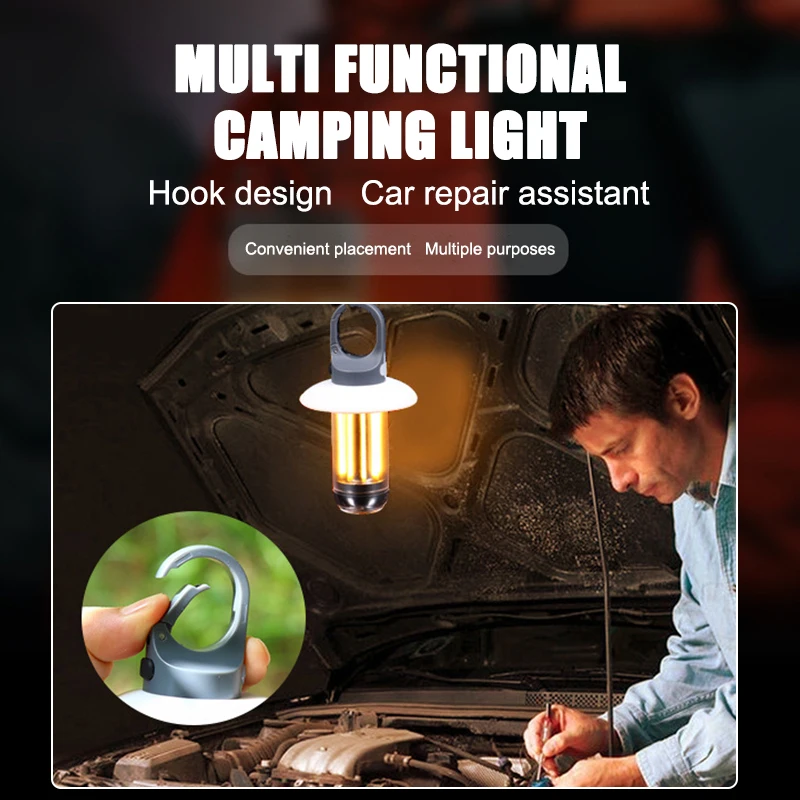 Mini Portable Camping Lights Rechargeable LED Flashlight Dual-light Warm White Multifunctional Outdoor Lamp Garden Atmosphere