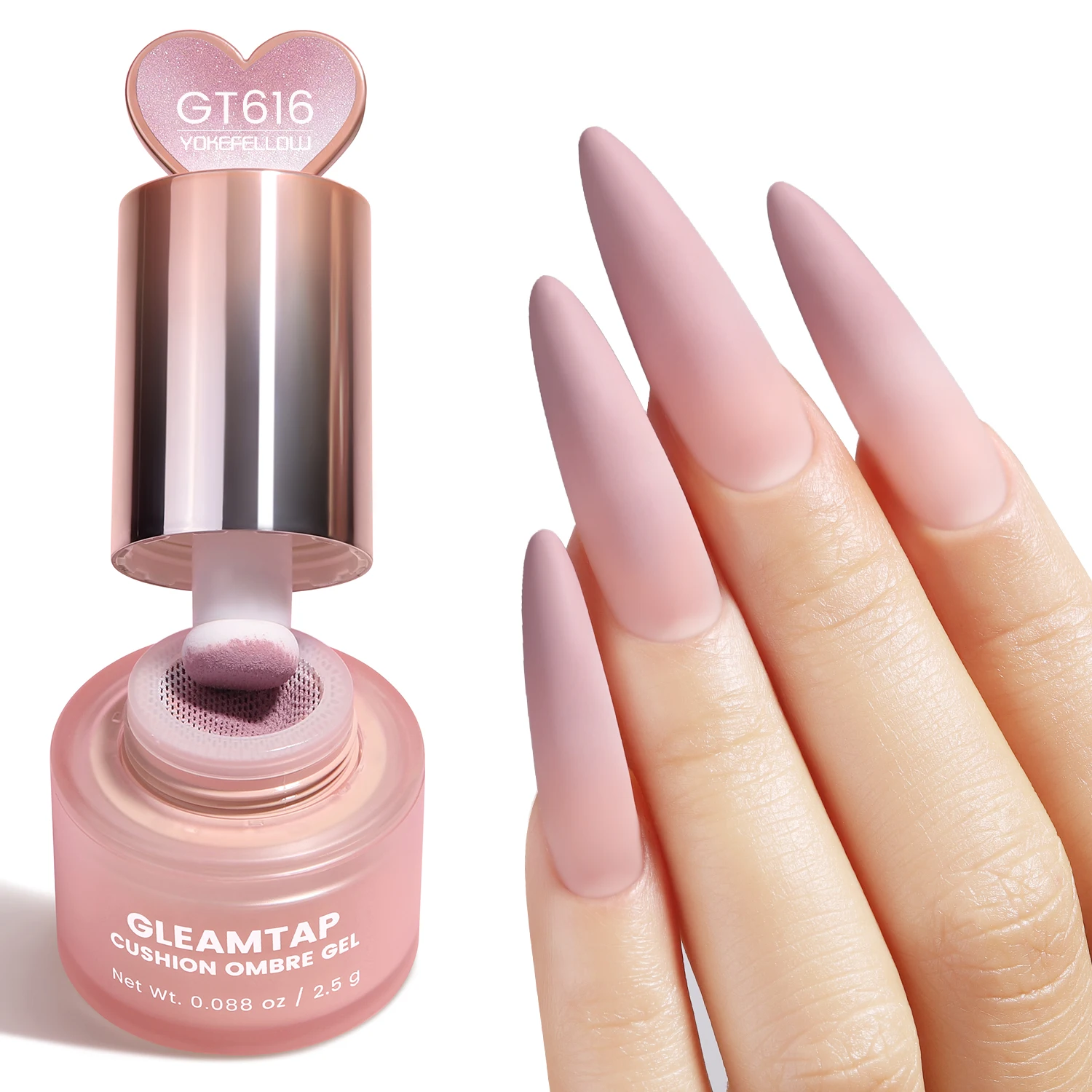 YOKEFELLOW GleamTap Cushion Ombre Painting Gel Schwämme Neon-Orange Hochpigmentiertes No-Wipe Gradient Pat Pat Gel Polish GT624 – Detail 18