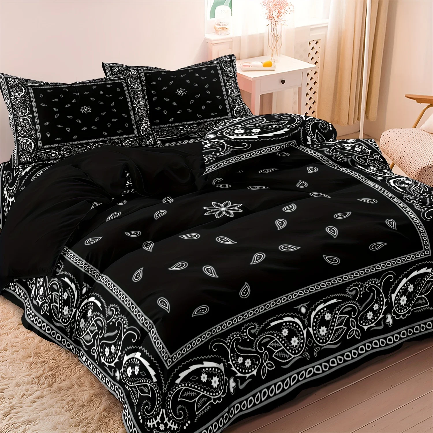 

Bohemian Style Duvet Cover Set 3D Printed Mandala Floral Duvet Cover Set - Soft Comfortable Breathable Bedding