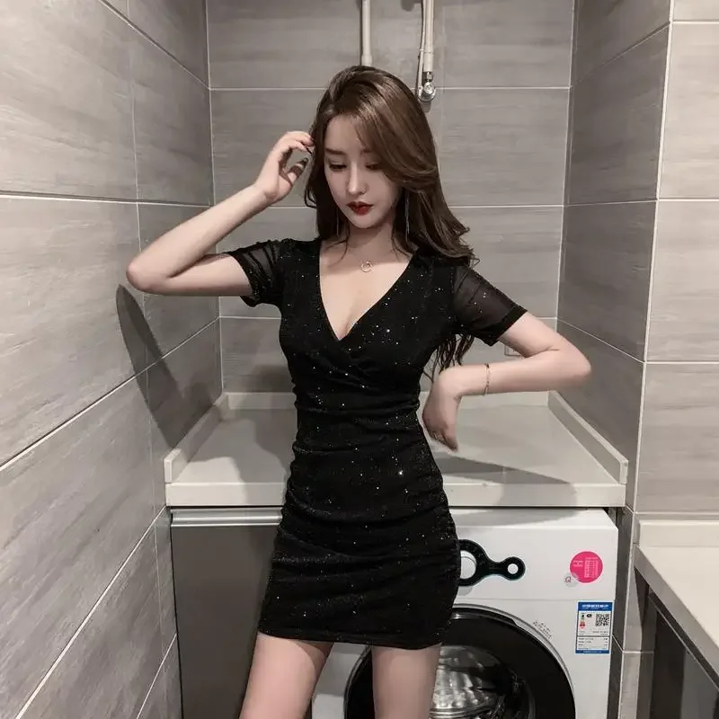 

Clothing Party Women's Dress Sensual Sexy Female Dresses 2024 Evening Mini Rhinestone Short Prom Sequin Offer Korean Style Hot