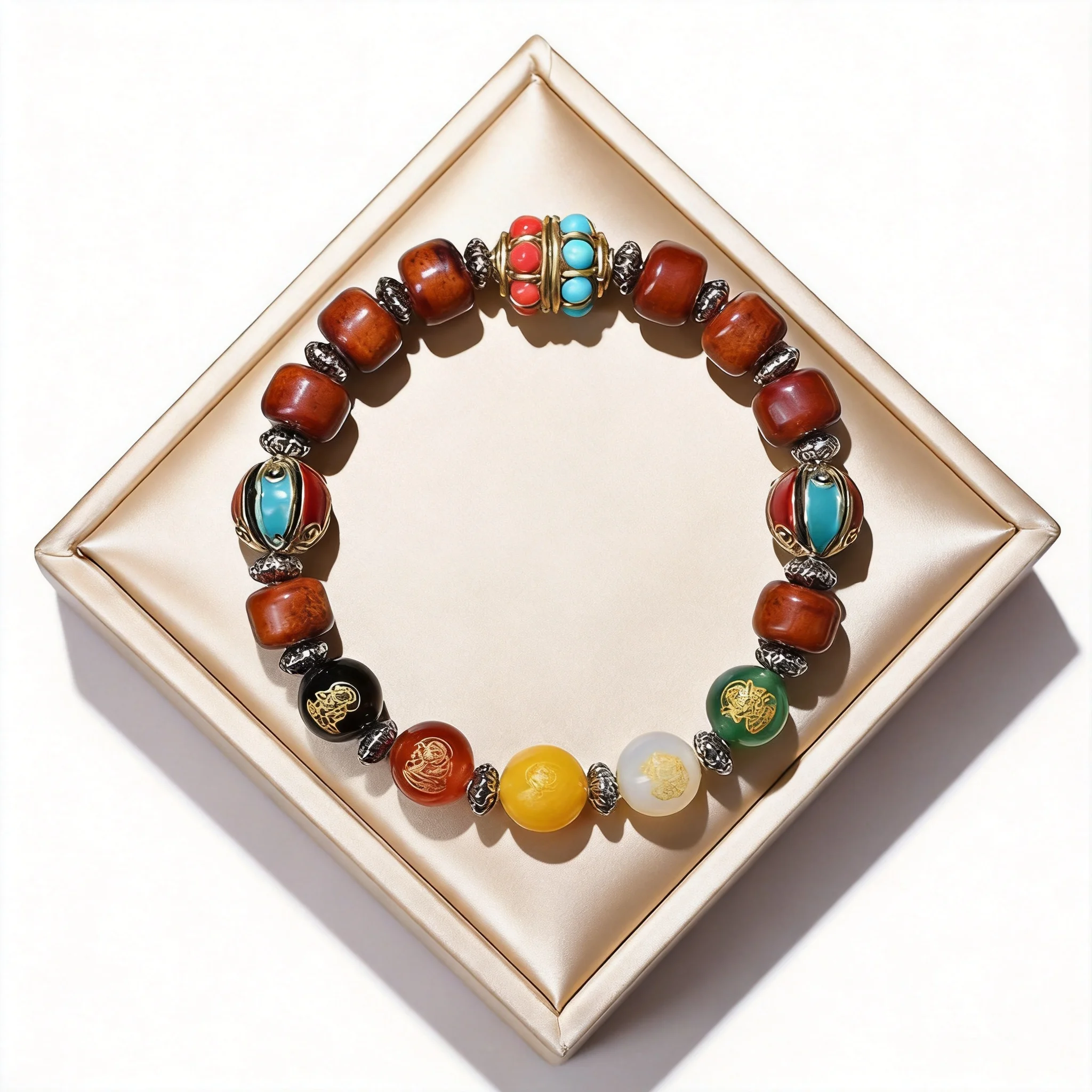 Traditional Tibetan Style Camel Bone Beaded Bracelet For Men Five Wealth Gods Agate Blessing Feng Shui Prayer Beads Good Luck