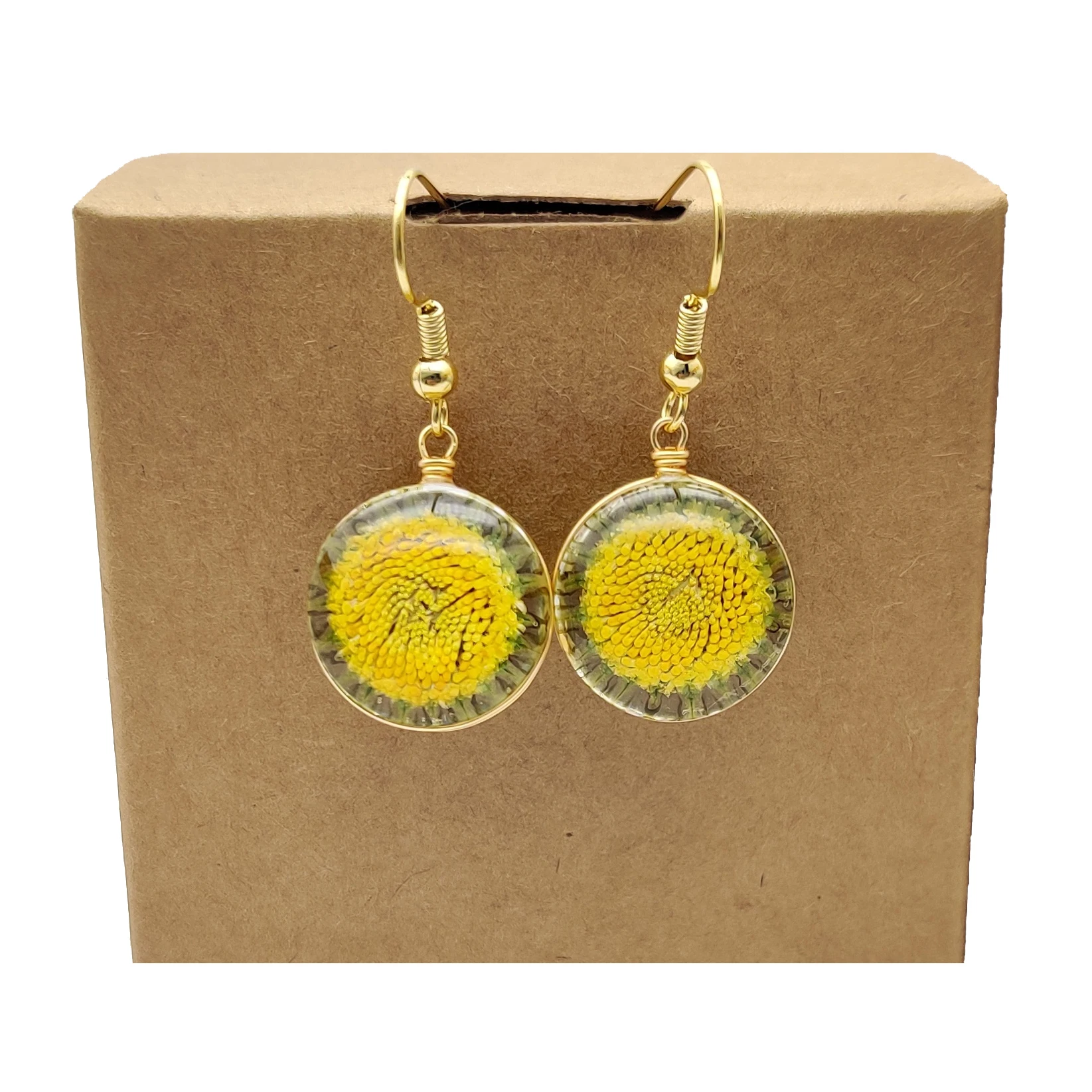 Sunflower Sunshine Daisy Glass Geometry Gold Color Earrings For Women Boho Fashion Jewelry Bohemian Vintage Cute Handmade