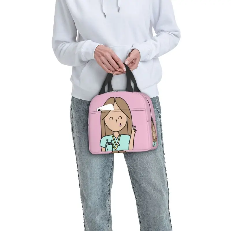 Bolsa de almuerzo médica impermeable con aislamiento térmico para mujeres y niños, bolso de mano para comida, caja Bento, enfriador En Apuros, médico, Enfermera