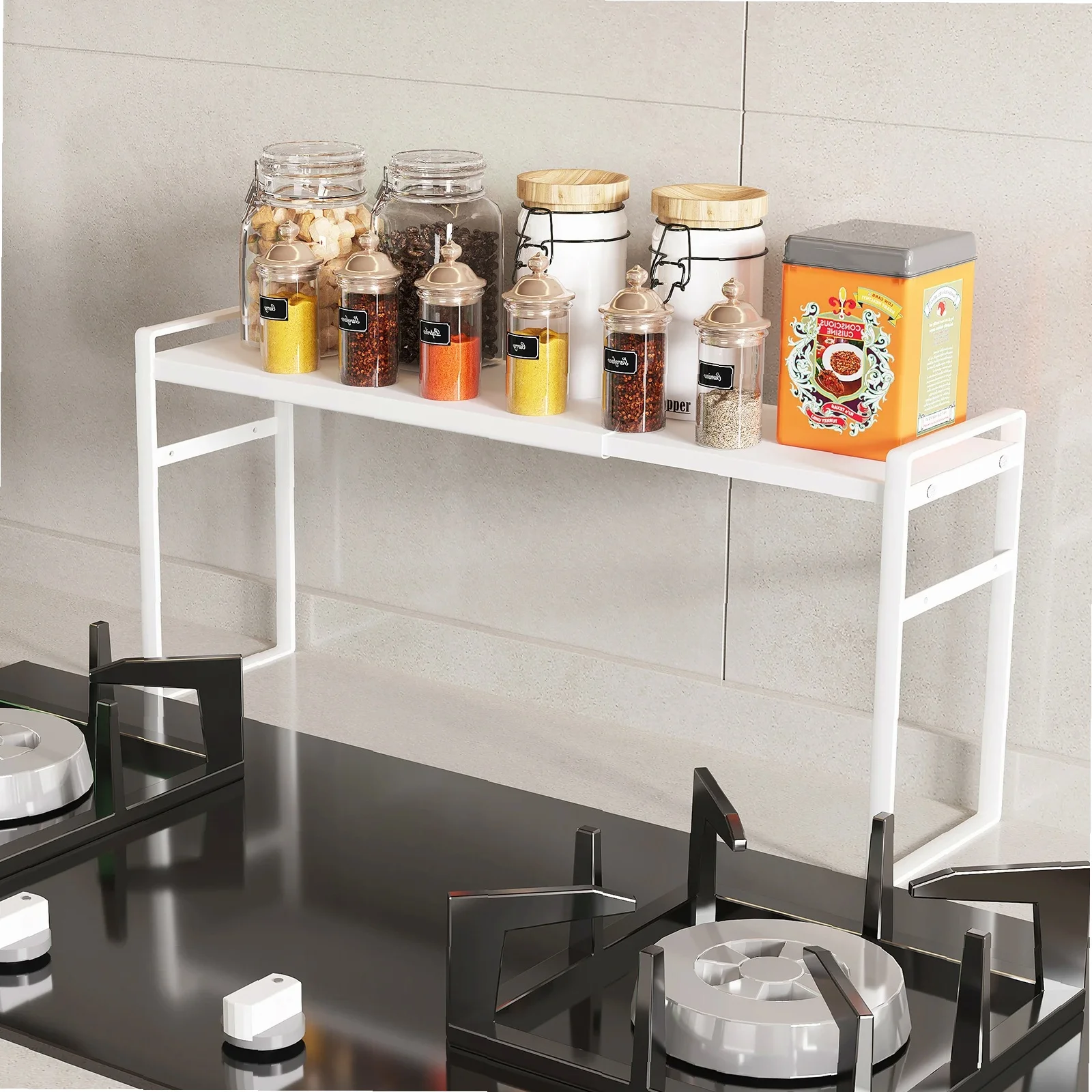 

Double Layer Spice Rack for Windowsill, Narrow Kitchen Organizer for Oil Salt Sauce Vinegar Storage on Countertop