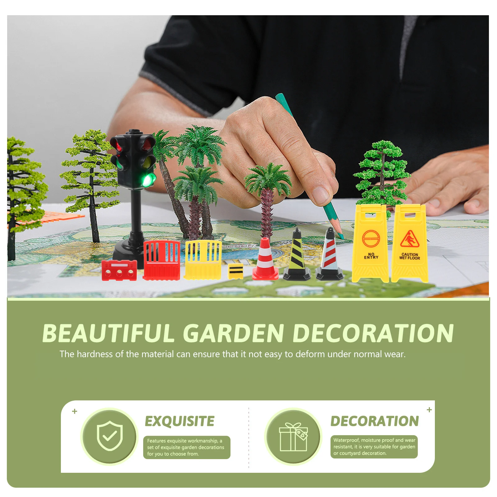 1Set Verkehrsbarrikade-Schilder, Mini-Straßenblock, pädagogisches Spielzeug, leuchtende Farben, leicht, einfach zu tragen, realistisch