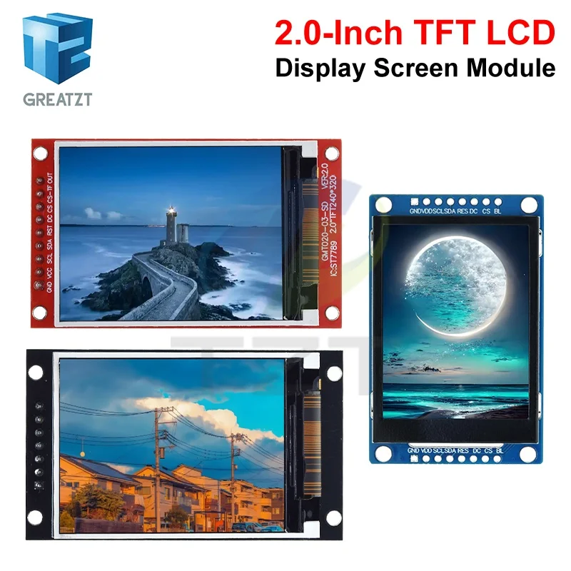 

TZT 2.0 inch TFT Display OLED LCD Drive IC ST7789V 240RGBx320 Dot-Matrix SPI Interface for Arduio Full Color LCD Display Module