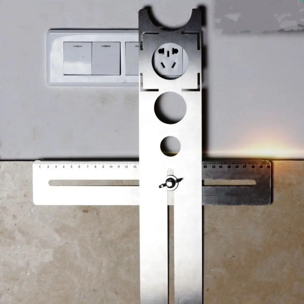 Multi-Functional For House Decorated Work Position Ruler Puncher Measuring Tools Hole Opener Locator Drilling Hole Tools