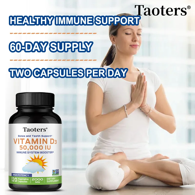 فيتامين د3 عالي الفعالية 50,000 وحدة دولية - يدعم كثافة العظام وصحة الأسنان والجلد وصحة القلب وتعزز وظيفة العضلات الصحية