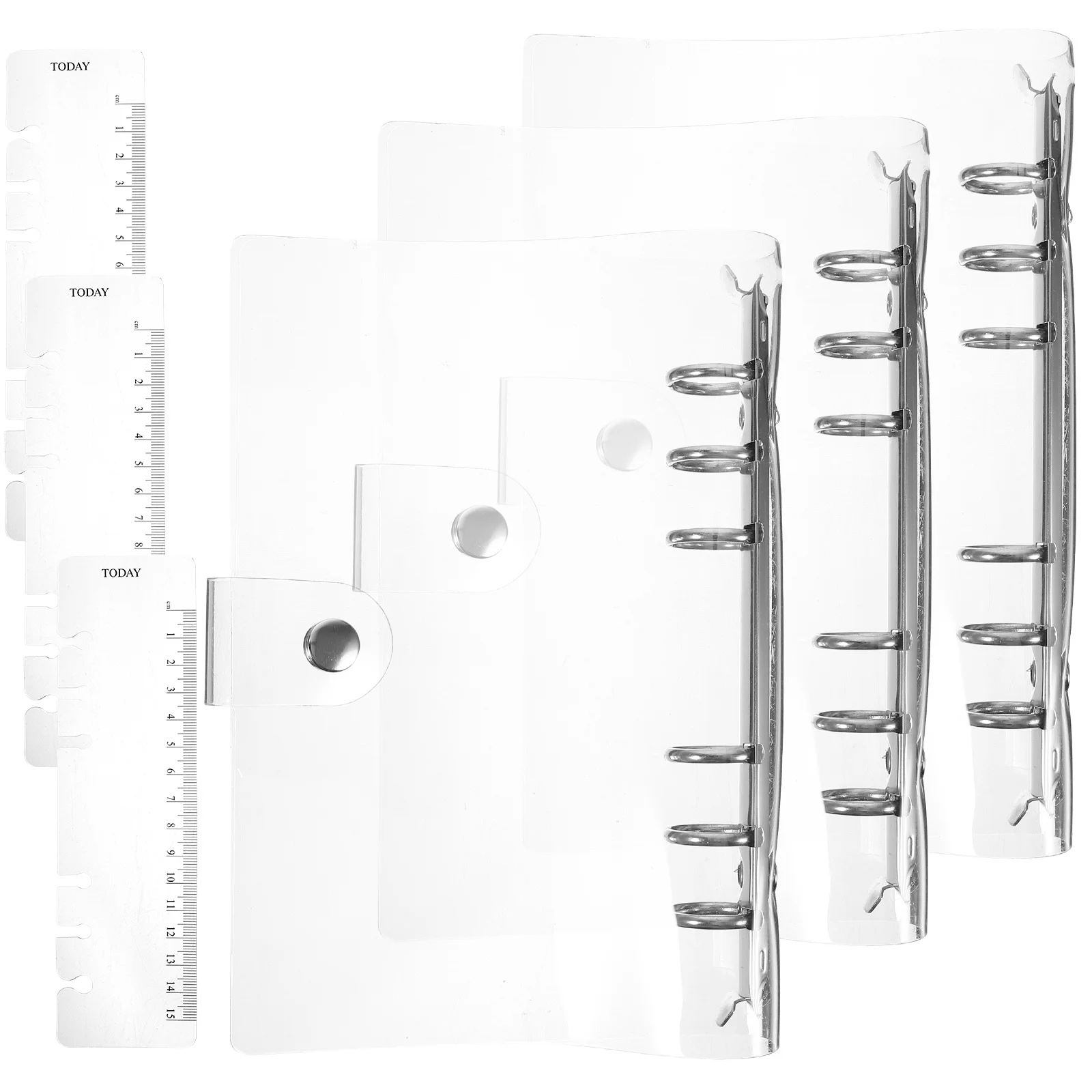 

3Pcs Clear PVC Binder Cover 6-Ring Refillable Notebook Protective Cover Notebook Shell Folder Organizer for Documents