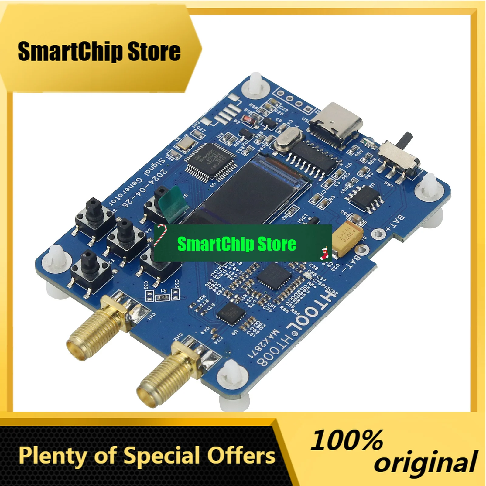 SmCpNEW HT008 23.5-6000MHz Signal Generator MAX2871 Chip Serial Port Control RF Signal Source Sinewave Signal