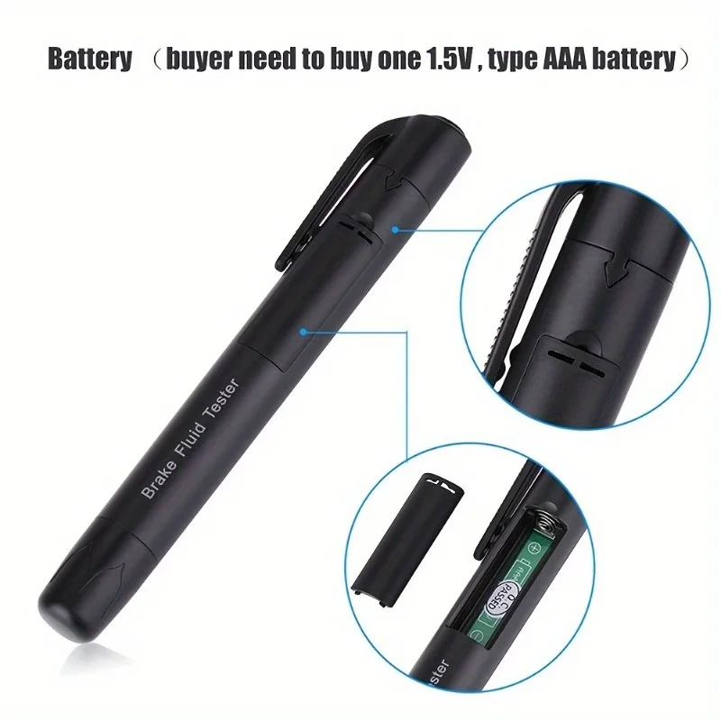 1 car brake fluid testing pen, hydraulic oil liquid water analyzer with 5 LED indicator lights