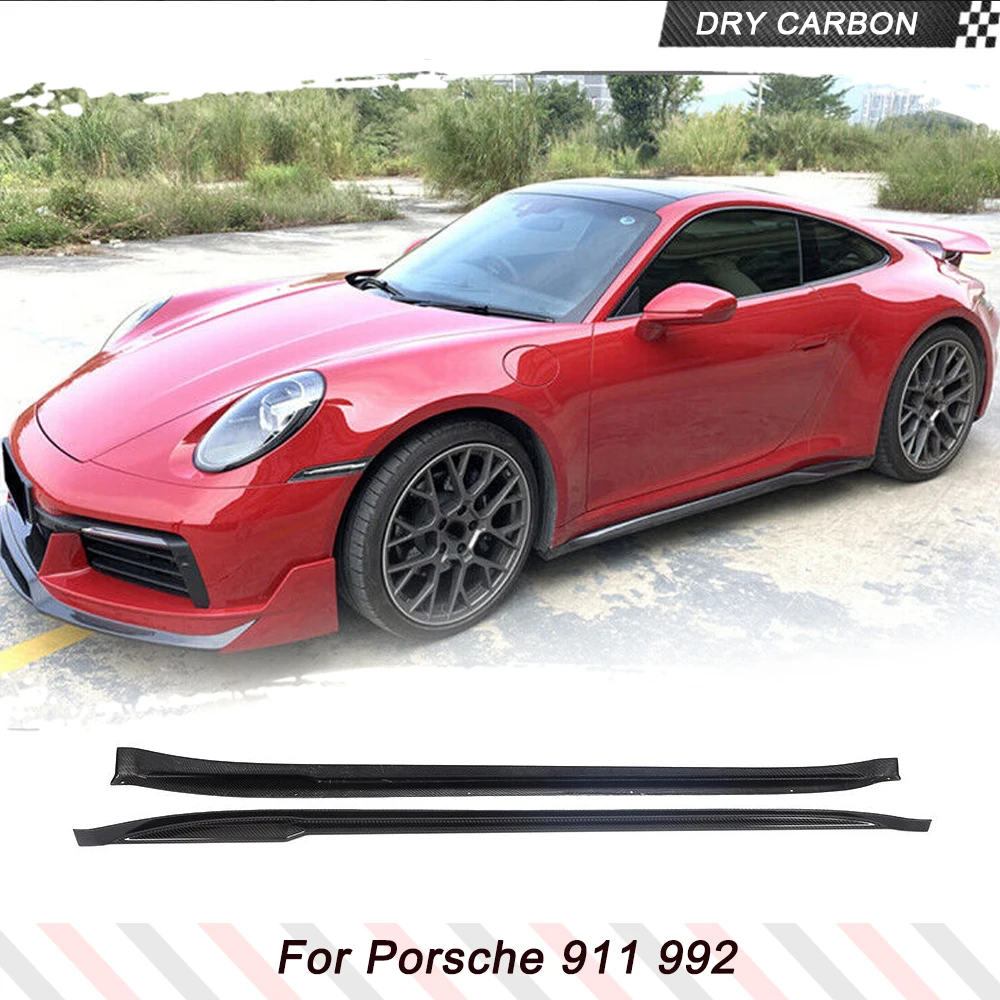 

Prepreg Dry CARBON FIBER Car Side Skirt Extension Lip Spoiler For Porsche 911 992 2019-2021 Racing Side Lip Spoiler Body Kits