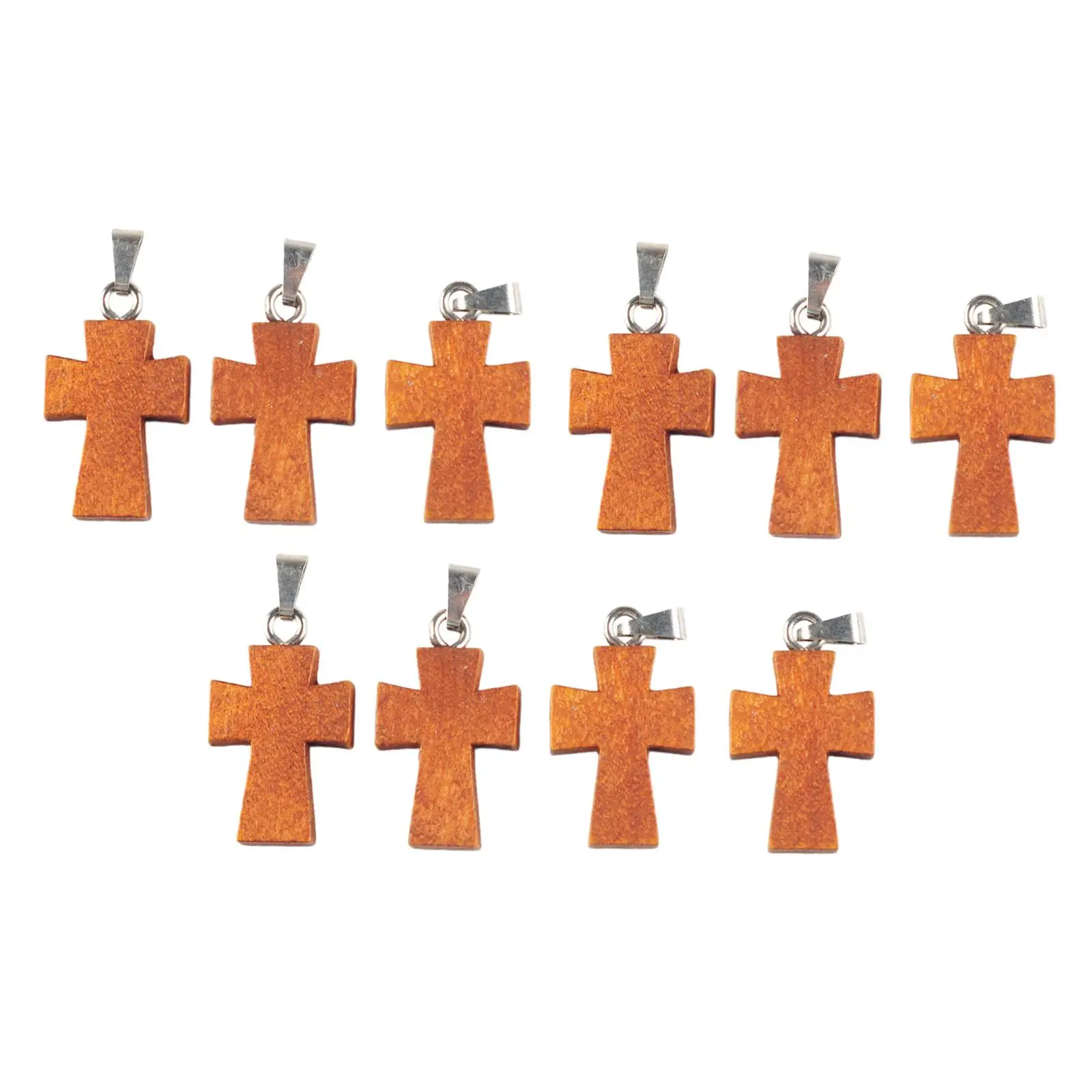 10x Wood Cross Pendants Ornament Hanging Small Supplies Wooden Cross Charms for Beads Keychain Party Jewelry Findings Bracelet