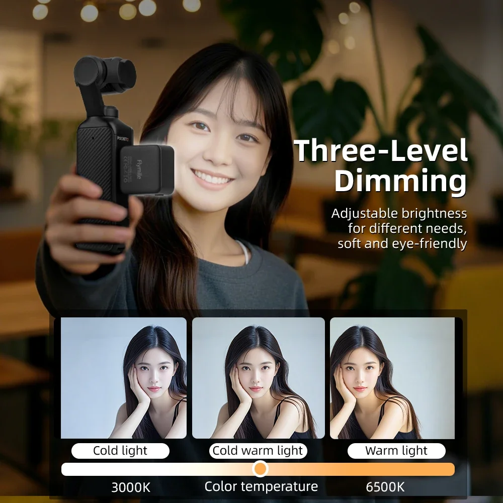 Flymile Pocket 3 Magnetyczne światło wypełniające do DJI Osmo Pocket 3 Mini Led Video Light Live Vlogging 300mAh Akumulator