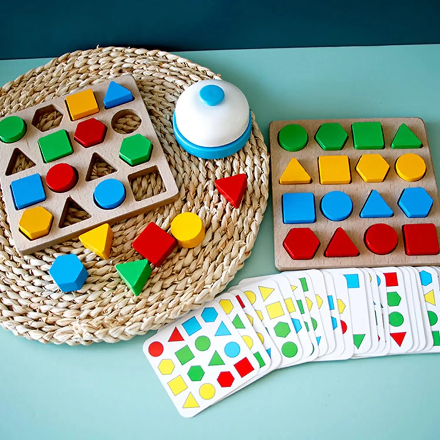 Shape Matching Game Color Sensory Educational Toy, Geometric Shape Quick Matching Board Game Montessori Learning Toys for Toddle