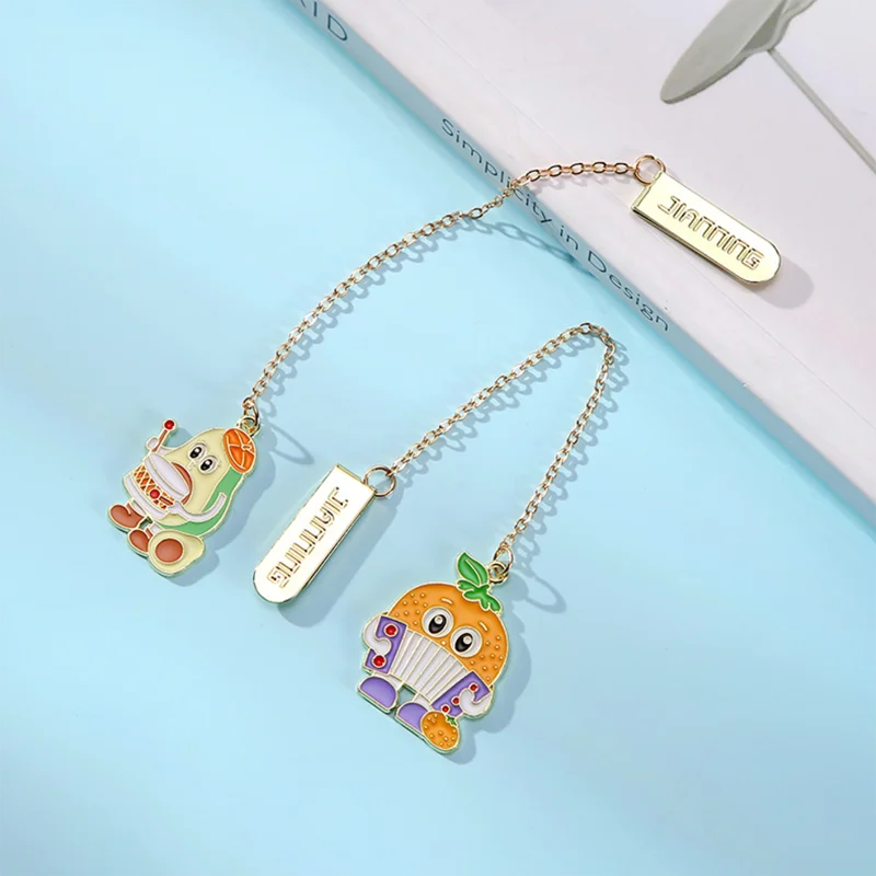 2pc 귀여운 바나나 과일 북마크 크리 에이 티브 금속 절묘한 아트 북 마크 페이지 폴더 학생 용품 휴대용 독서 편지지