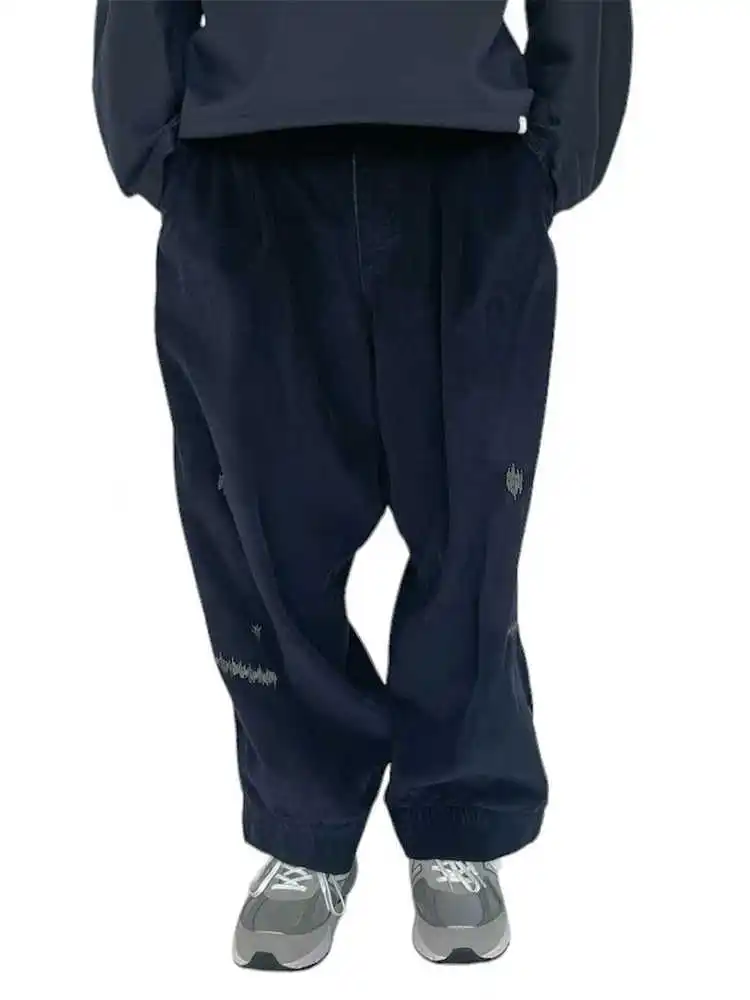 مجموعة 24AW Abe Run متوفرة بلونين، سراويل مخملية فضفاضة عصرية للرجال والنساء