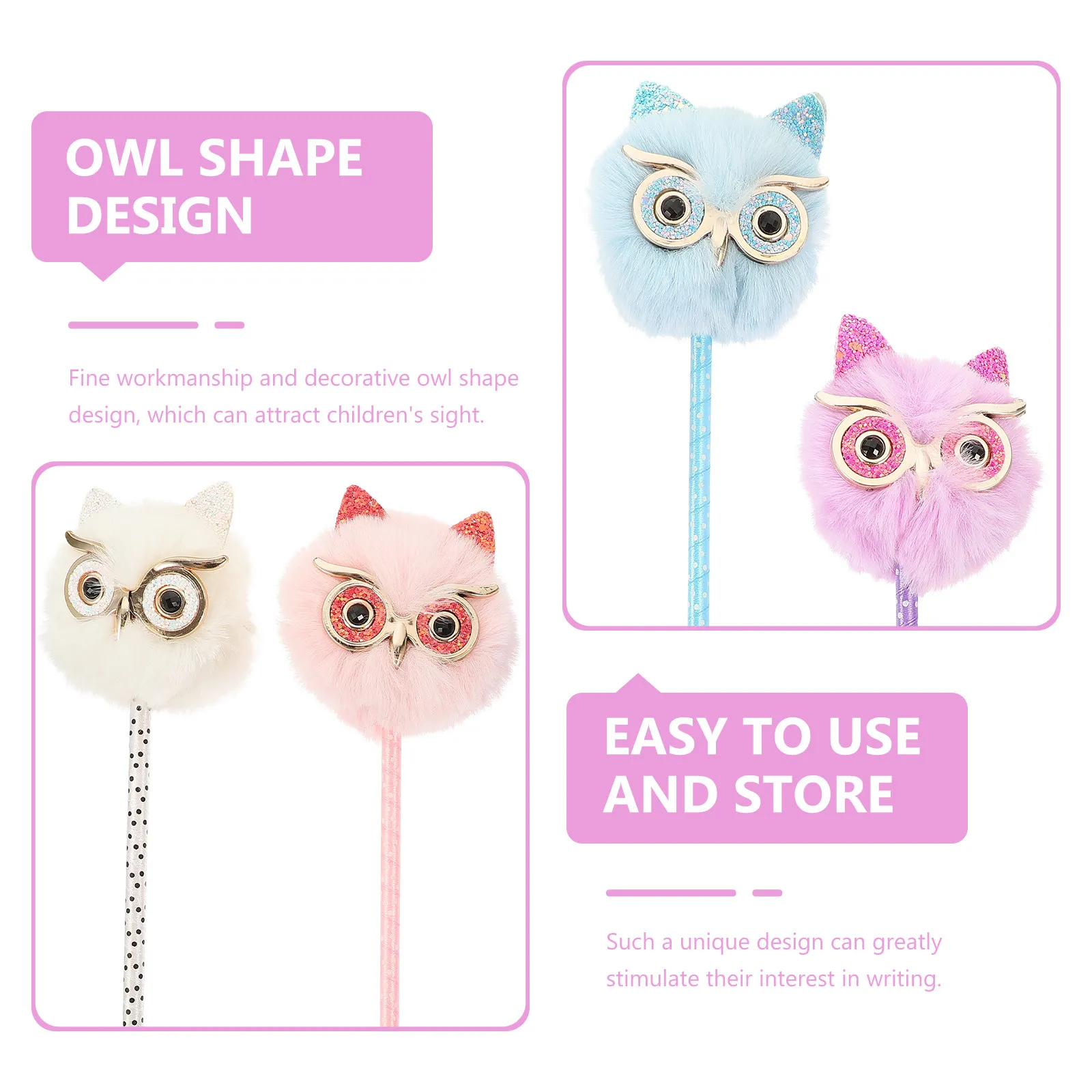 

Набор из 4 ручек в форме совы: плавное письмо, без протеканий, для школы, офиса и дома, милые канцелярские принадлежности