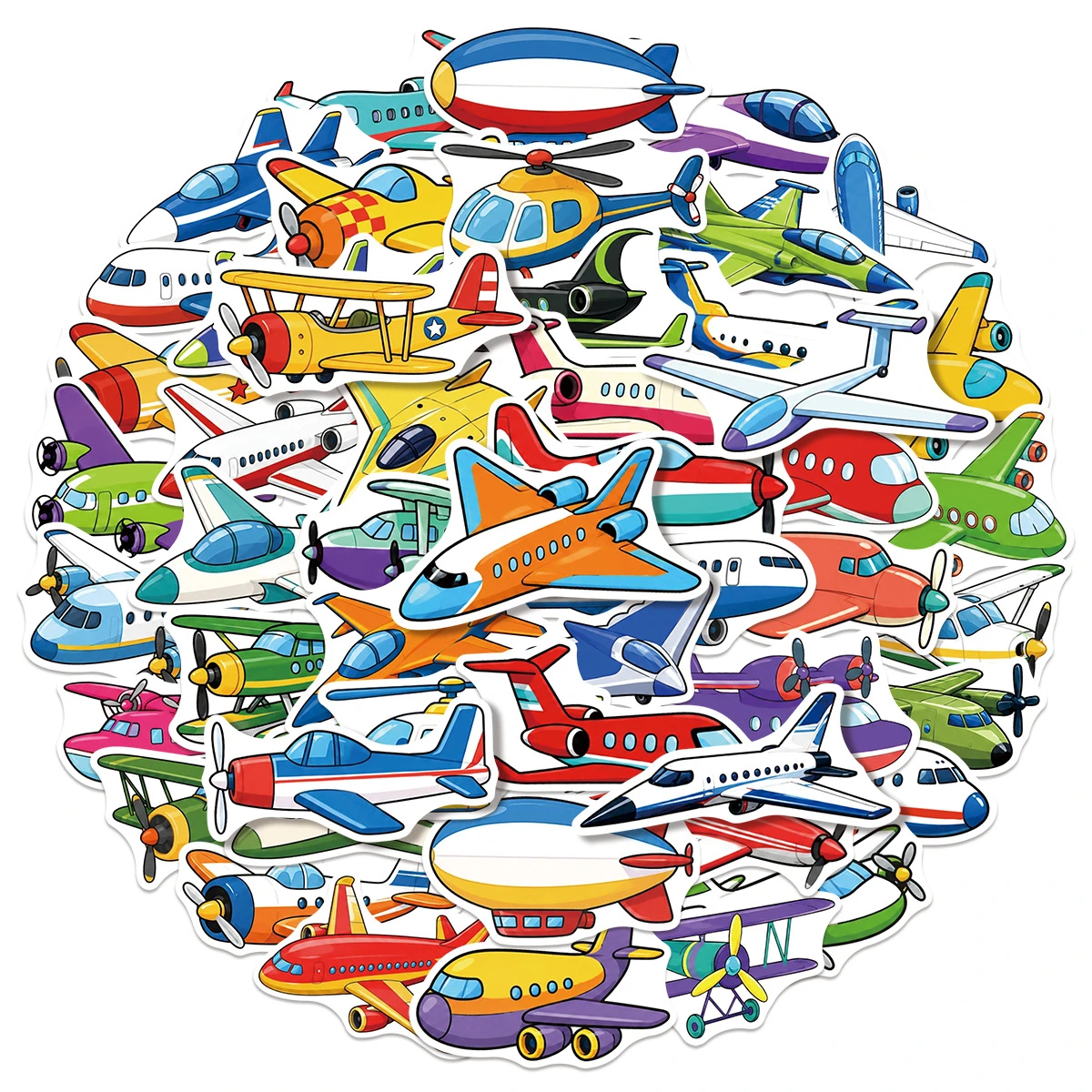 50PCS Cartoon Airplane Graffiti Stickers For Transportation Vehicles DIY Toys For Phone Bottle Travel Bag Decals Creative Gifts
