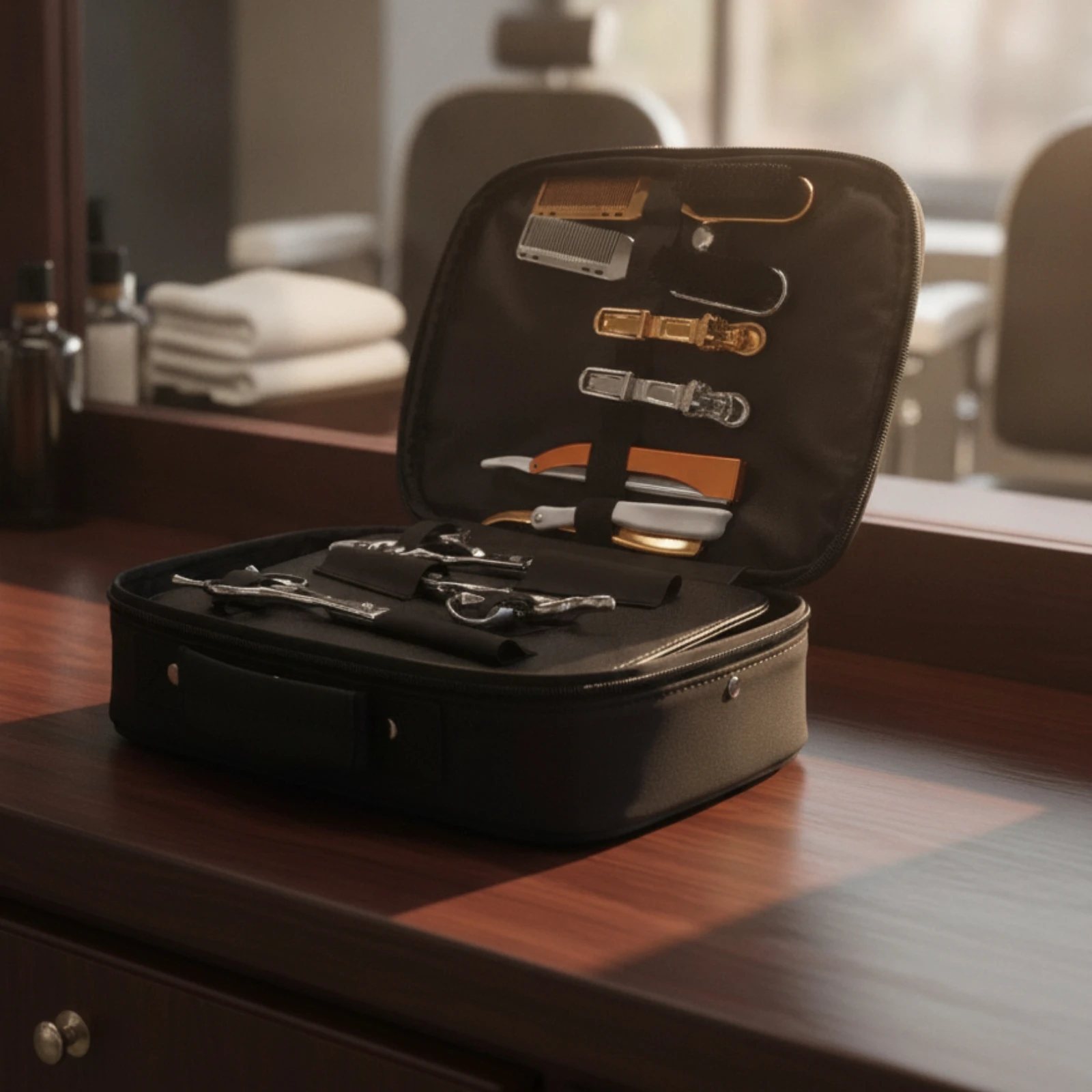 Hairdressing Tool Storage Case Compact Barber Tool Case with Compartments Velvet Clipper Storage Bag Portable Long-Lasting