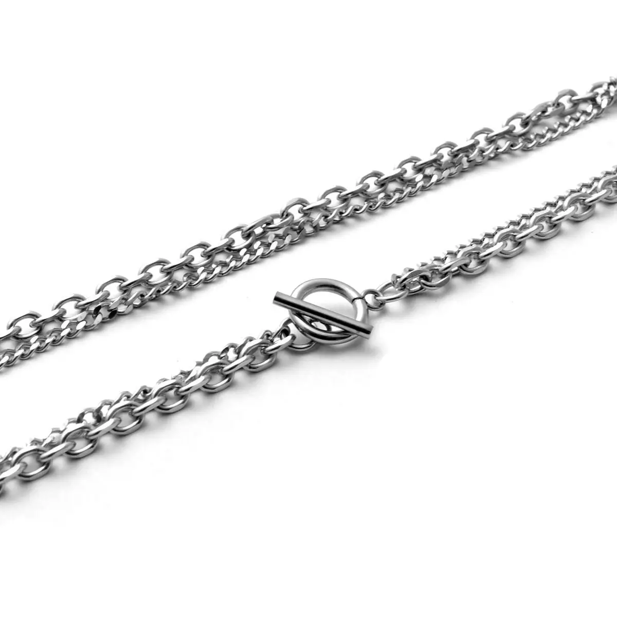 Wholesale Jewelry -- 50 cm Titanium steel White 2 Pcs Chain Necklaces for  Women Fashion Jewlery