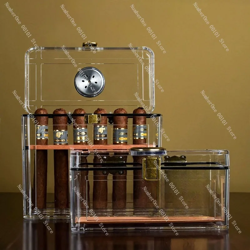Introduction to Cigar Humidifiers, Small Capacity, Transparent, Decanting, Portable Cedar Wood Humidor for Cigar Storage