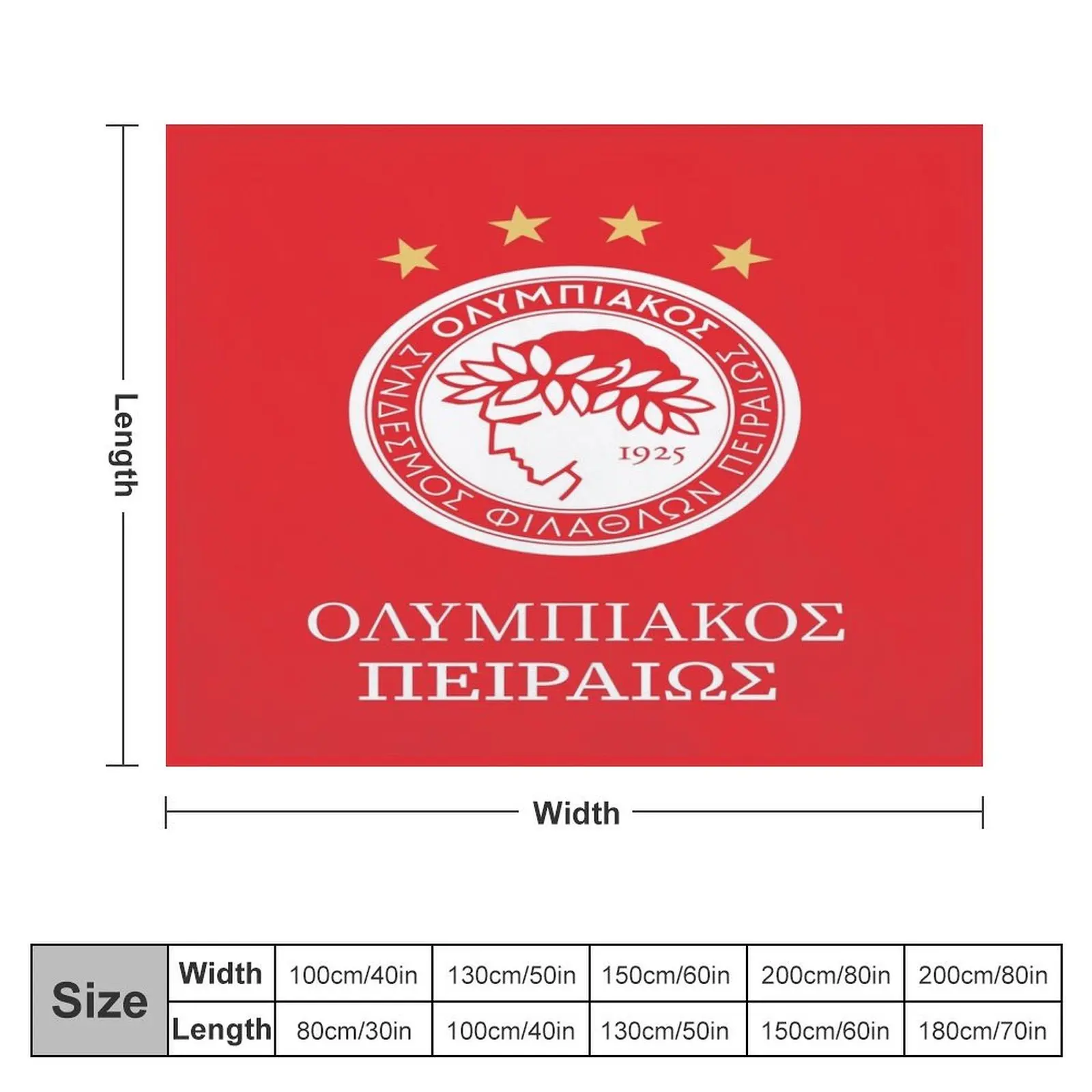 OLYMPIAKOS PIRAEUS FC Throw Blanket Plush Flannel Fabric Plaid Thins Blankets