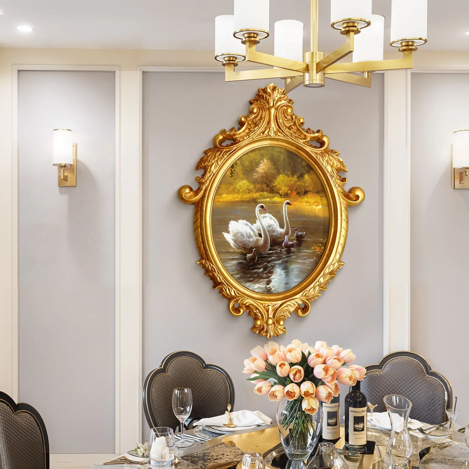 Entrance flower hanging mural fantasy decorative painting corridor aisle hanging painting European style simple European restaur