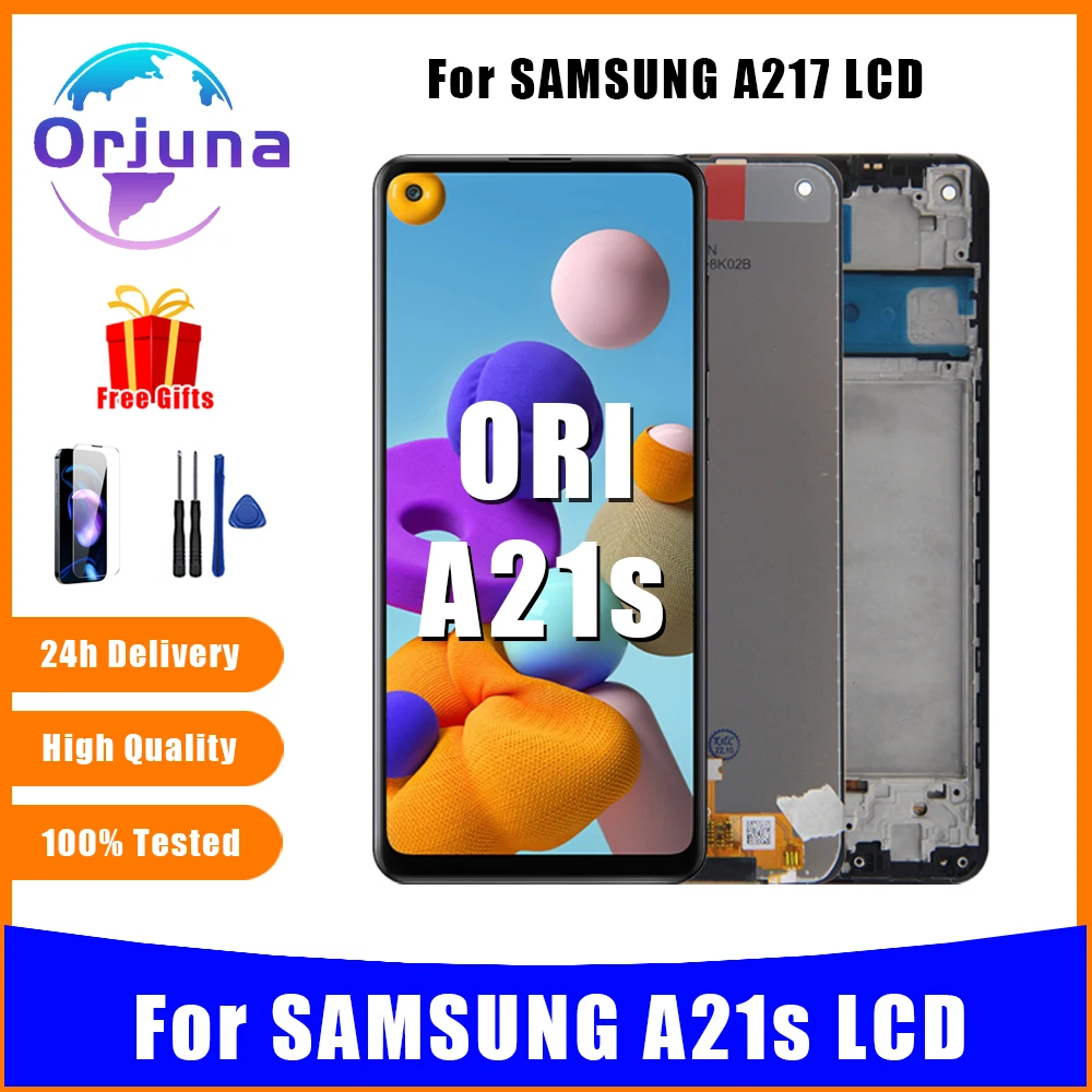 Original LCD For Samsung A21s Display Touch Screen Digitizer Assembly Parts For Samsung A21S SM-A217 With Frame LCD