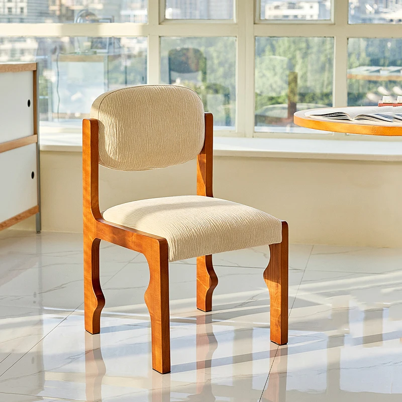 Living Room Furniture,Solid Wood Dining Chair,Soft Bag Backrest Stool,Retro Leisure Chair,Mobile Seats,Creative Makeup Stool