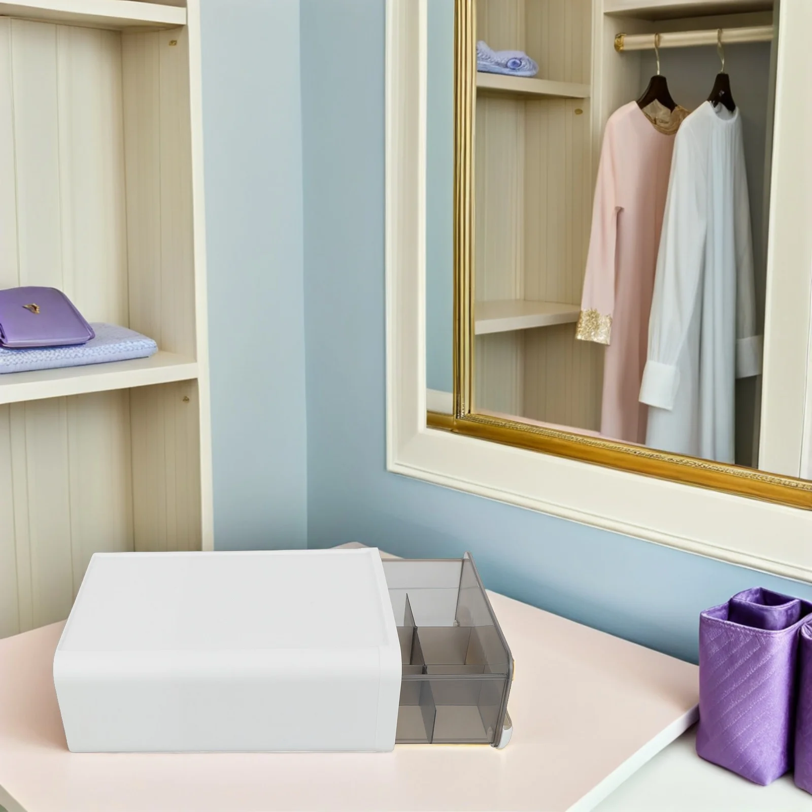 

Drawer Organizer Underwear Storage Box Plastic for Bras Socks Ties Belts Scarves Space-Saving Bedroom Closet Organizer
