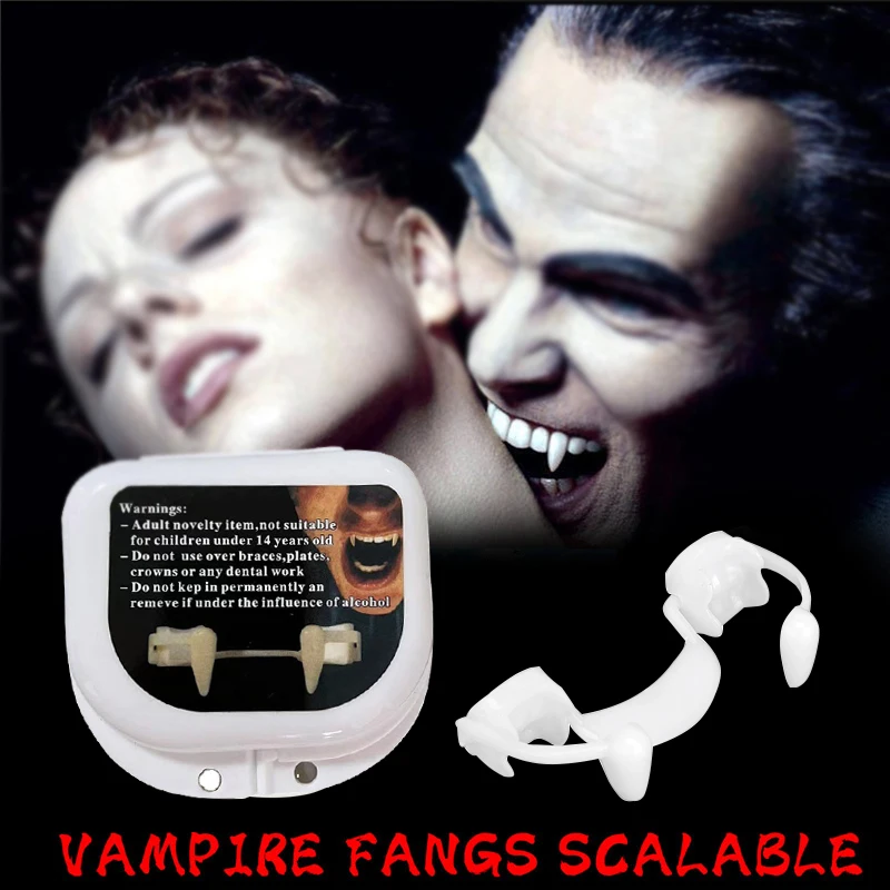 Retractable Vampire Teeth Halloween Decoration Dracula Fake Teeth Monster Werewolf Fangs Cosplay Costume Prop For Kids Adult