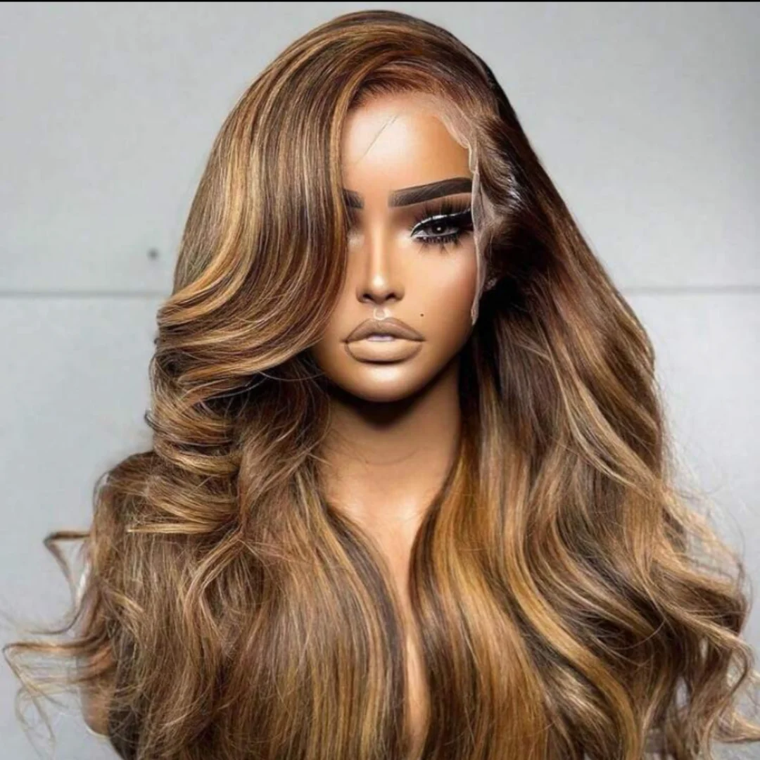 Pelucas delanteras de encaje ondulado 4/27 13x6 resaltado cabello humano ombré rubio miel prearrancado 13x4 HD pelucas sin pegamento de encaje transparente