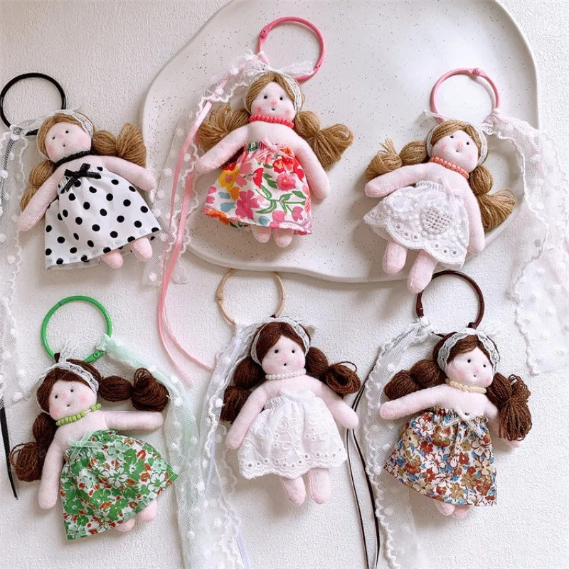 Exquisite Lace Floral Dress Girls Keychain Cute Kawaii Soft Stuffed Hanging for Bag Purse Backpack Adorable Girls Gift
